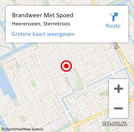 Locatie op kaart van de 112 melding: Brandweer Met Spoed Naar Heerenveen, Sterrekroos op 12 mei 2017 11:46