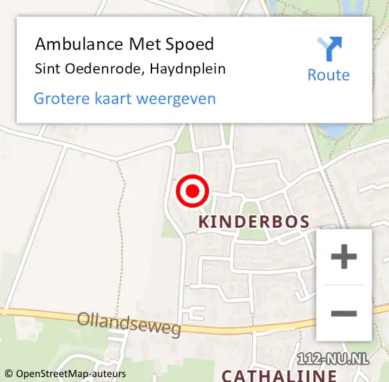 Locatie op kaart van de 112 melding: Ambulance Met Spoed Naar Sint Oedenrode, Haydnplein op 12 mei 2017 11:53