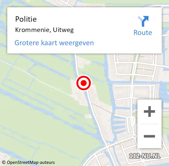 Locatie op kaart van de 112 melding: Politie Krommenie, Uitweg op 12 mei 2017 12:01