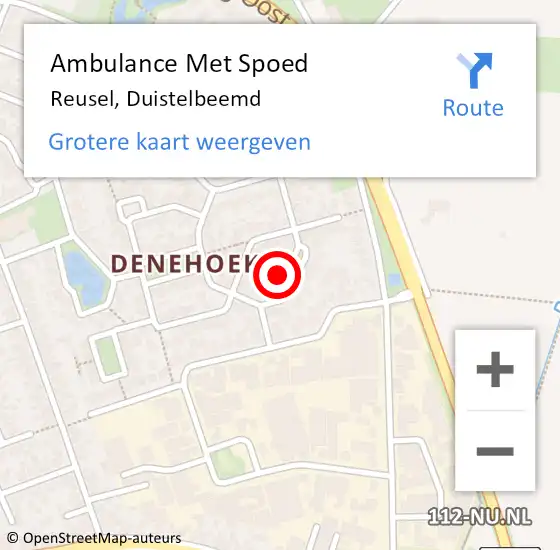 Locatie op kaart van de 112 melding: Ambulance Met Spoed Naar Reusel, Duistelbeemd op 12 mei 2017 12:17