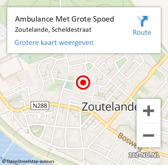 Locatie op kaart van de 112 melding: Ambulance Met Grote Spoed Naar Zoutelande, Scheldestraat op 12 mei 2017 12:32