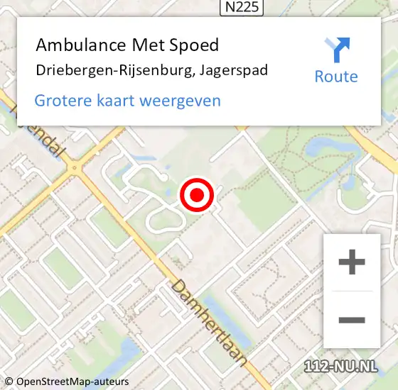 Locatie op kaart van de 112 melding: Ambulance Met Spoed Naar Driebergen-Rijsenburg, Jagerspad op 12 mei 2017 12:57