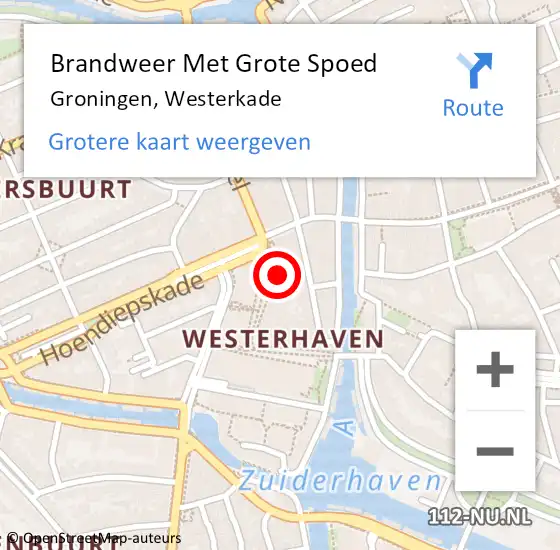 Locatie op kaart van de 112 melding: Brandweer Met Grote Spoed Naar Groningen, Westerkade op 12 mei 2017 13:19