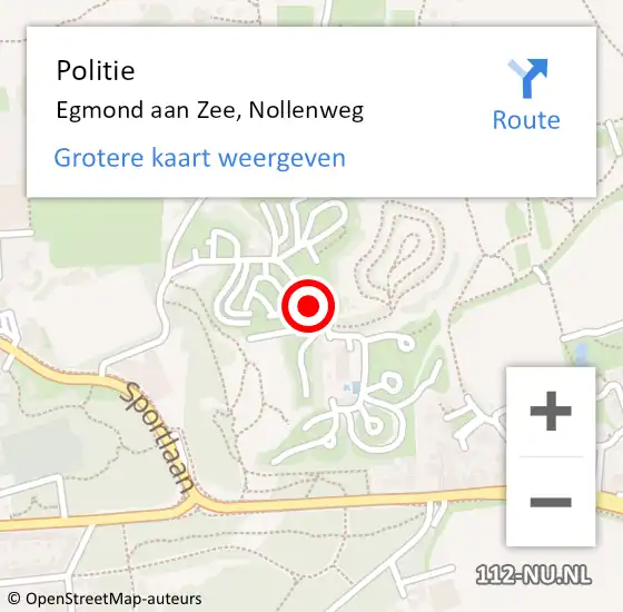 Locatie op kaart van de 112 melding: Politie Egmond aan Zee, Nollenweg op 12 mei 2017 13:37