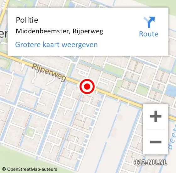Locatie op kaart van de 112 melding: Politie Middenbeemster, Rijperweg op 12 mei 2017 14:37