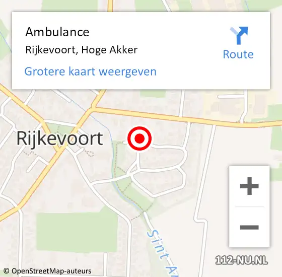 Locatie op kaart van de 112 melding: Ambulance Rijkevoort, Hoge Akker op 12 mei 2017 15:00