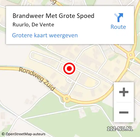 Locatie op kaart van de 112 melding: Brandweer Met Grote Spoed Naar Ruurlo, De Vente op 12 mei 2017 15:26