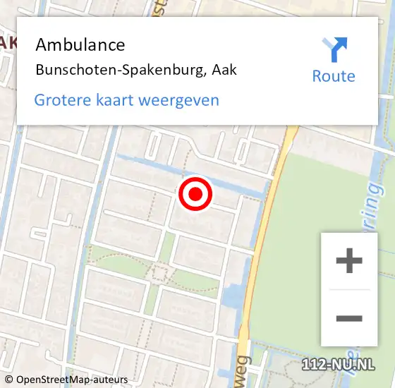 Locatie op kaart van de 112 melding: Ambulance Bunschoten-Spakenburg, Aak op 12 mei 2017 16:02