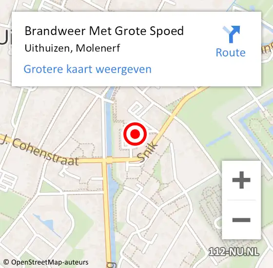 Locatie op kaart van de 112 melding: Brandweer Met Grote Spoed Naar Uithuizen, Molenerf op 12 mei 2017 16:02
