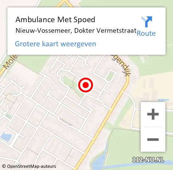 Locatie op kaart van de 112 melding: Ambulance Met Spoed Naar Nieuw-Vossemeer, Dokter Vermetstraat op 12 mei 2017 17:46