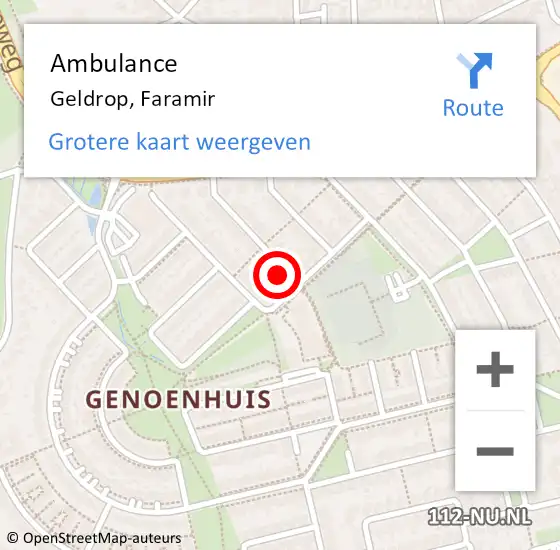 Locatie op kaart van de 112 melding: Ambulance Geldrop, Faramir op 12 mei 2017 17:51