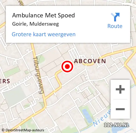 Locatie op kaart van de 112 melding: Ambulance Met Spoed Naar Goirle, Muldersweg op 12 mei 2017 18:01