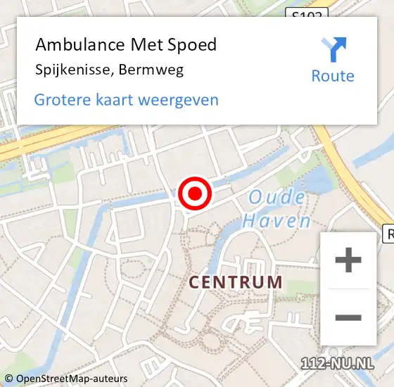 Locatie op kaart van de 112 melding: Ambulance Met Spoed Naar Spijkenisse, Bermweg op 12 mei 2017 18:03
