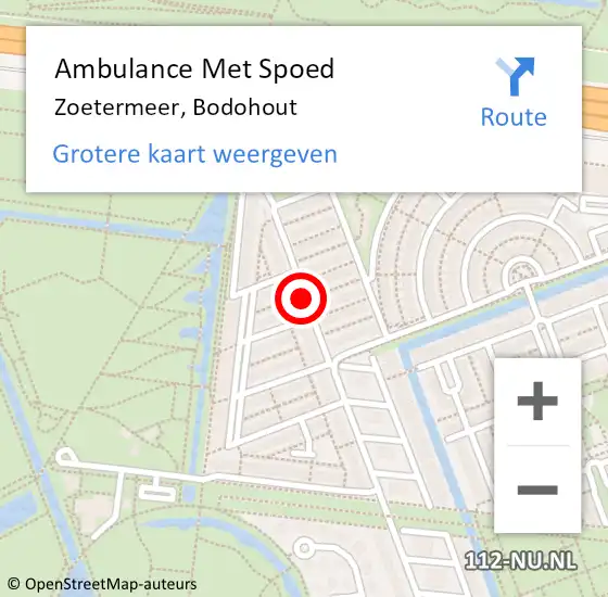 Locatie op kaart van de 112 melding: Ambulance Met Spoed Naar Zoetermeer, Bodohout op 12 mei 2017 18:30