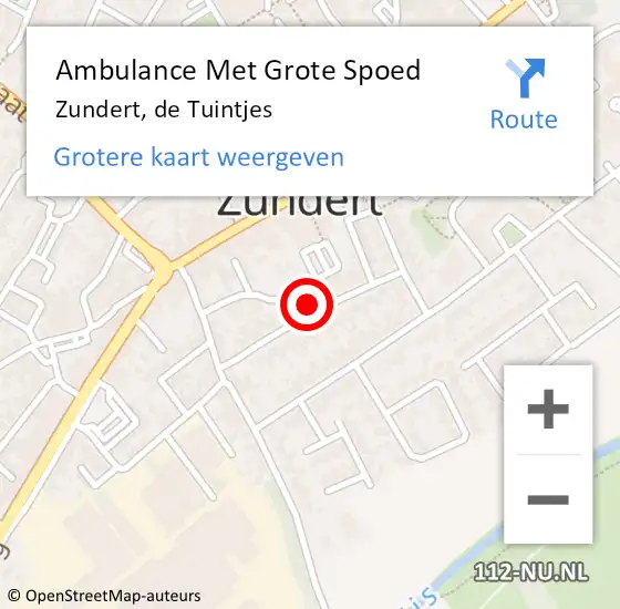 Locatie op kaart van de 112 melding: Ambulance Met Grote Spoed Naar Zundert, de Tuintjes op 12 mei 2017 18:32