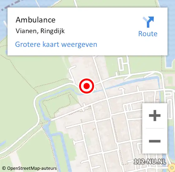 Locatie op kaart van de 112 melding: Ambulance Vianen, Ringdijk op 12 mei 2017 18:44