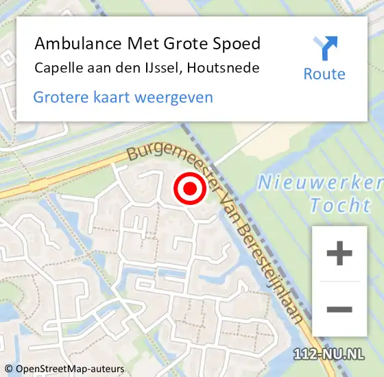 Locatie op kaart van de 112 melding: Ambulance Met Grote Spoed Naar Capelle aan den IJssel, Houtsnede op 12 mei 2017 19:28