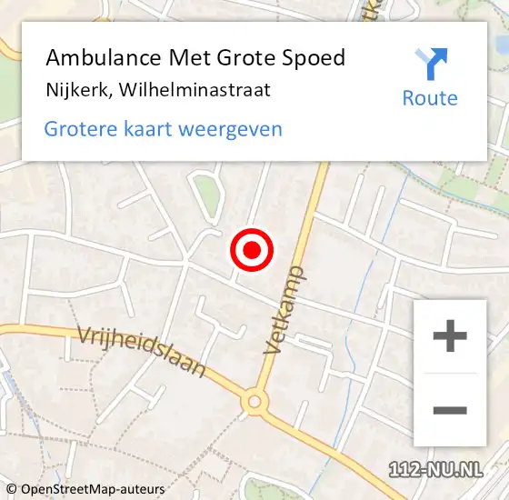 Locatie op kaart van de 112 melding: Ambulance Met Grote Spoed Naar Nijkerk, Wilhelminastraat op 12 mei 2017 19:33