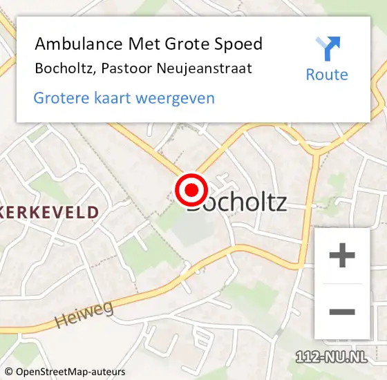 Locatie op kaart van de 112 melding: Ambulance Met Grote Spoed Naar Bocholtz, Pastoor Neujeanstraat op 20 januari 2014 11:02