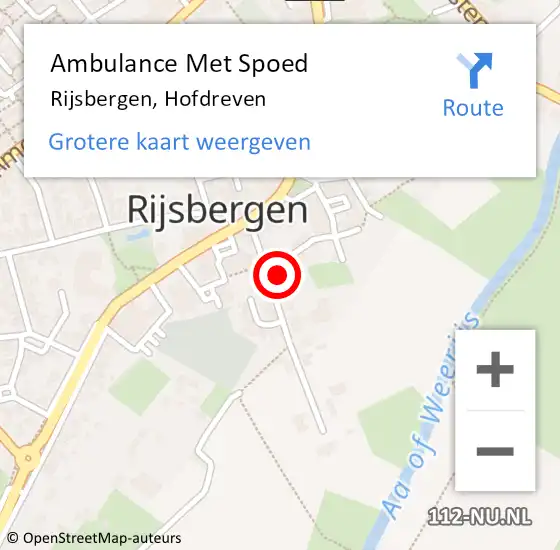 Locatie op kaart van de 112 melding: Ambulance Met Spoed Naar Rijsbergen, Hofdreven op 12 mei 2017 20:20