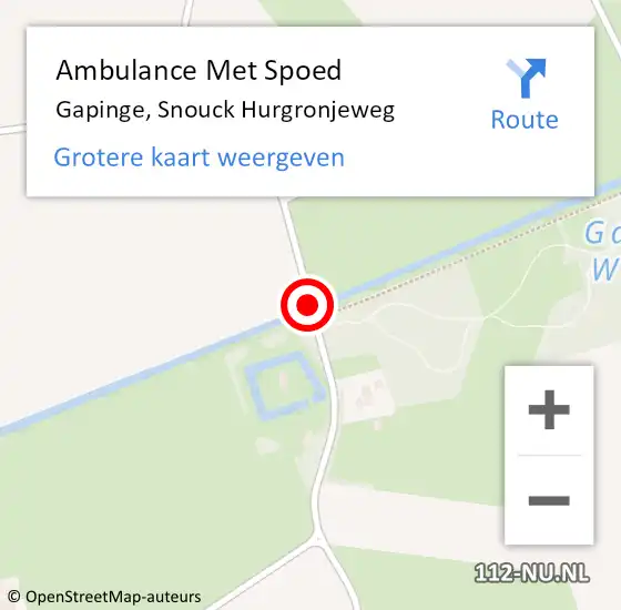 Locatie op kaart van de 112 melding: Ambulance Met Spoed Naar Gapinge, Snouck Hurgronjeweg op 12 mei 2017 20:20