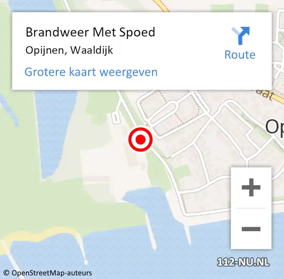 Locatie op kaart van de 112 melding: Brandweer Met Spoed Naar Opijnen, Waaldijk op 12 mei 2017 21:46