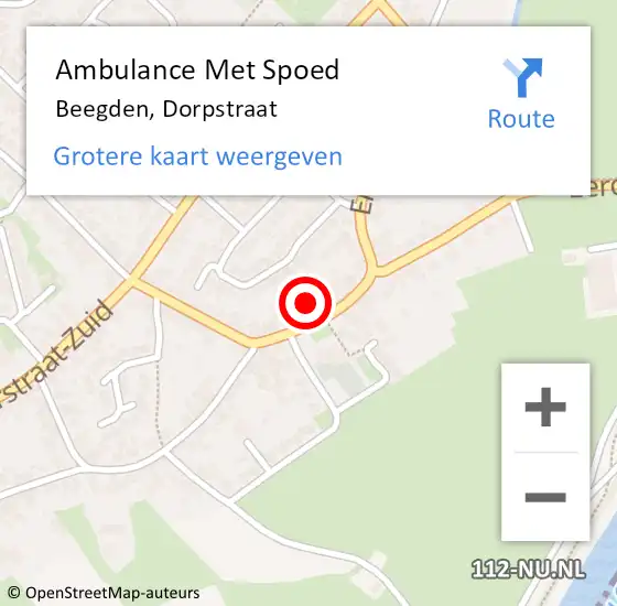 Locatie op kaart van de 112 melding: Ambulance Met Spoed Naar Beegden, Dorpstraat op 12 mei 2017 22:31