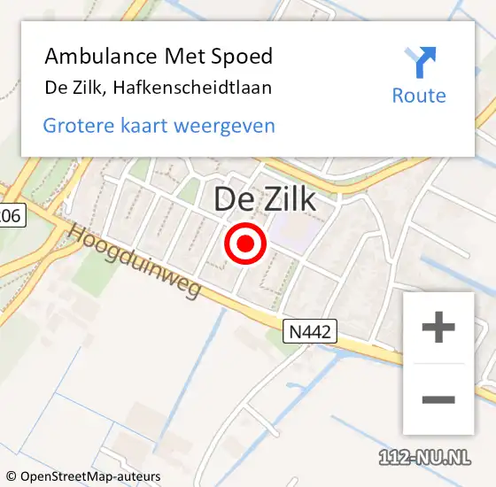 Locatie op kaart van de 112 melding: Ambulance Met Spoed Naar De Zilk, Hafkenscheidtlaan op 12 mei 2017 23:13