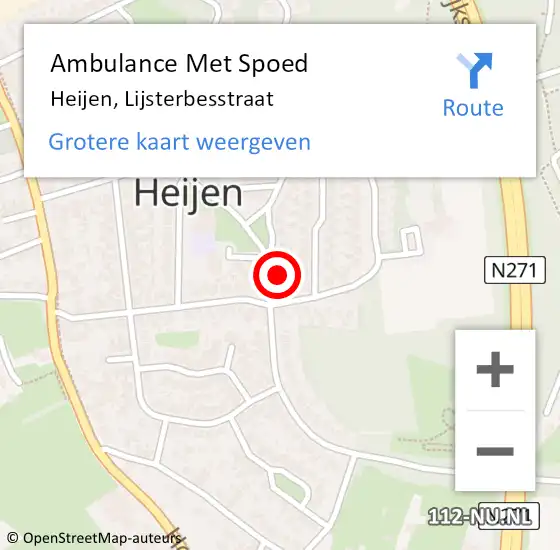 Locatie op kaart van de 112 melding: Ambulance Met Spoed Naar Heijen, Lijsterbesstraat op 12 mei 2017 23:29