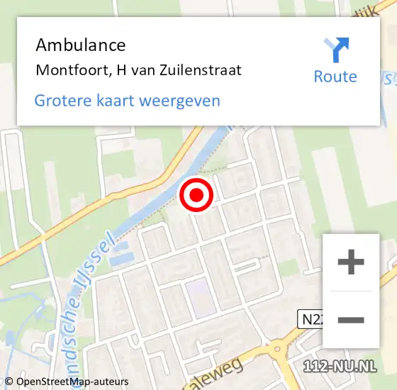 Locatie op kaart van de 112 melding: Ambulance Montfoort, H van Zuilenstraat op 13 mei 2017 00:49