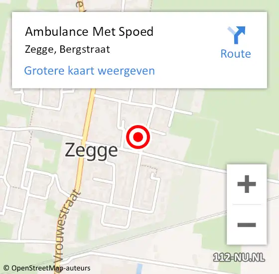 Locatie op kaart van de 112 melding: Ambulance Met Spoed Naar Zegge, Bergstraat op 13 mei 2017 01:05