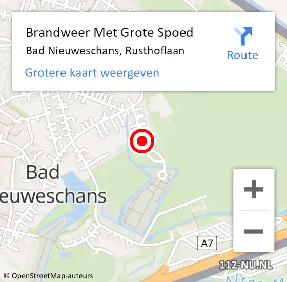 Locatie op kaart van de 112 melding: Brandweer Met Grote Spoed Naar Bad Nieuweschans, Rusthoflaan op 13 mei 2017 01:50