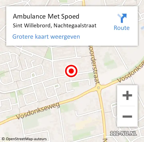 Locatie op kaart van de 112 melding: Ambulance Met Spoed Naar Sint Willebrord, Nachtegaalstraat op 13 mei 2017 03:37