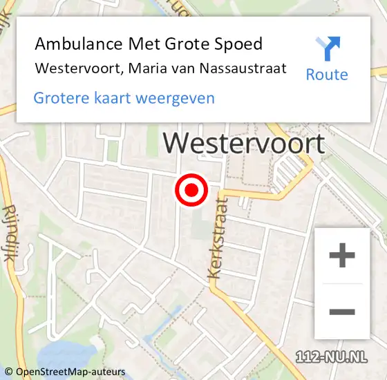 Locatie op kaart van de 112 melding: Ambulance Met Grote Spoed Naar Westervoort, Maria van Nassaustraat op 13 mei 2017 04:13