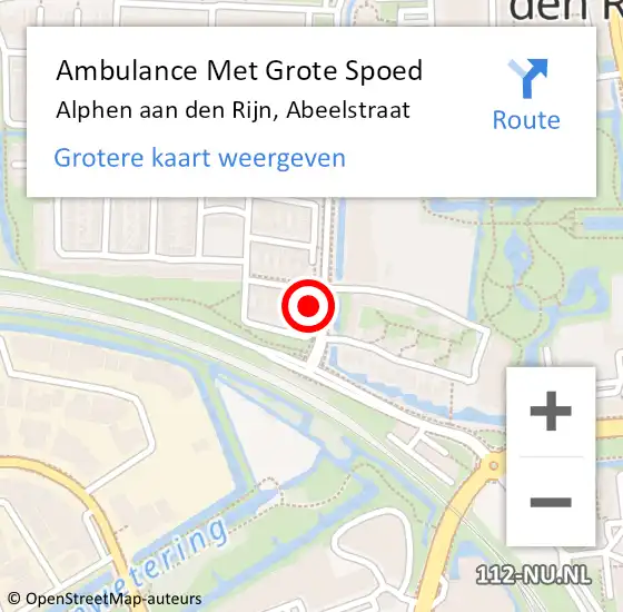 Locatie op kaart van de 112 melding: Ambulance Met Grote Spoed Naar Alphen aan den Rijn, Abeelstraat op 13 mei 2017 06:59