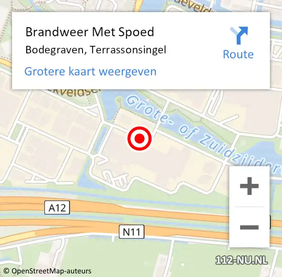 Locatie op kaart van de 112 melding: Brandweer Met Spoed Naar Bodegraven, Terrassonsingel op 13 mei 2017 07:11
