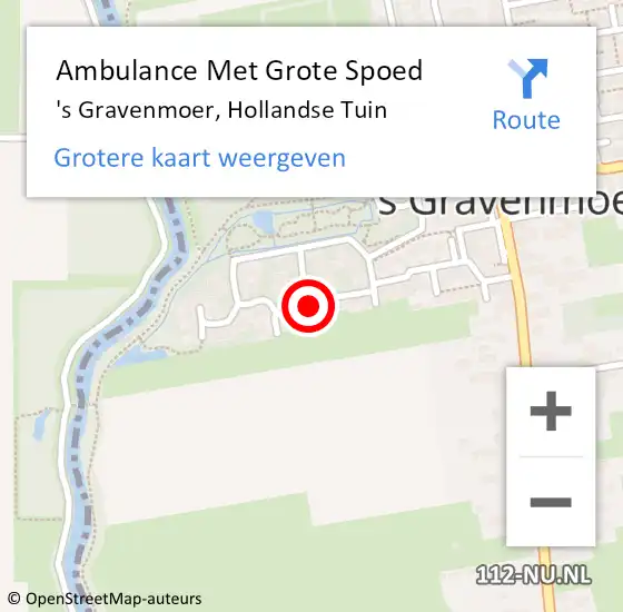 Locatie op kaart van de 112 melding: Ambulance Met Grote Spoed Naar 's Gravenmoer, Hollandse Tuin op 13 mei 2017 09:29