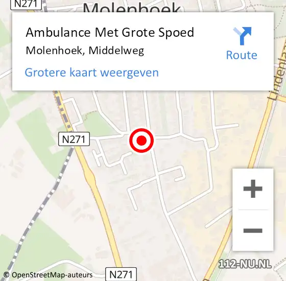 Locatie op kaart van de 112 melding: Ambulance Met Grote Spoed Naar Molenhoek, Middelweg op 13 mei 2017 10:01