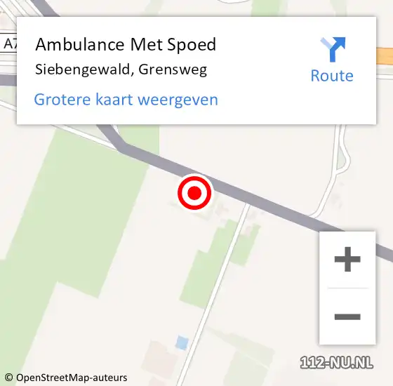 Locatie op kaart van de 112 melding: Ambulance Met Spoed Naar Siebengewald, Grensweg op 13 mei 2017 10:19