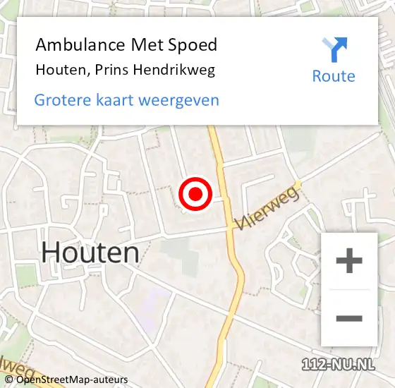 Locatie op kaart van de 112 melding: Ambulance Met Spoed Naar Houten, Prins Hendrikweg op 13 mei 2017 10:23