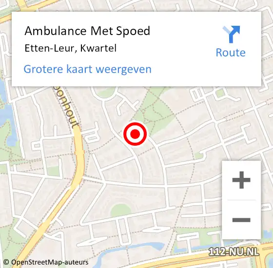 Locatie op kaart van de 112 melding: Ambulance Met Spoed Naar Etten-Leur, Kwartel op 13 mei 2017 10:36