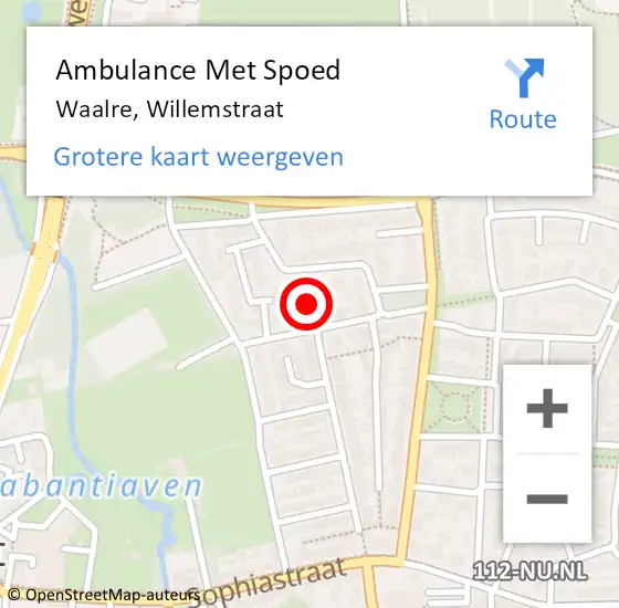 Locatie op kaart van de 112 melding: Ambulance Met Spoed Naar Waalre, Willemstraat op 13 mei 2017 11:20