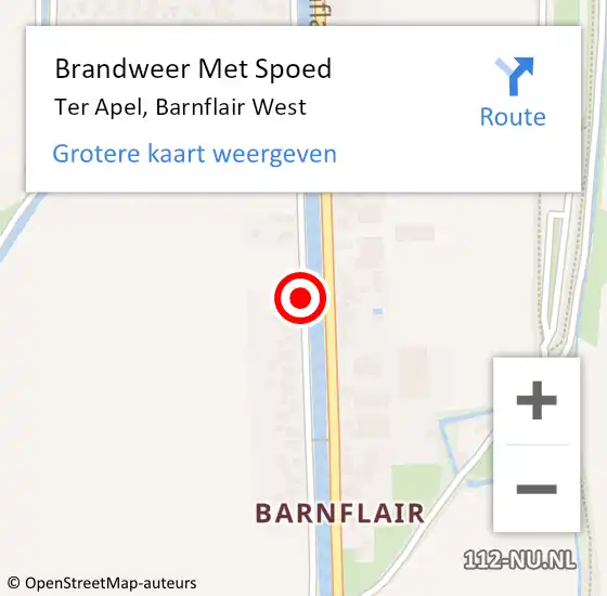 Locatie op kaart van de 112 melding: Brandweer Met Spoed Naar Ter Apel, Barnflair West op 13 mei 2017 11:33