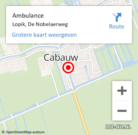 Locatie op kaart van de 112 melding: Ambulance Lopik, De Nobelaerweg op 13 mei 2017 11:51