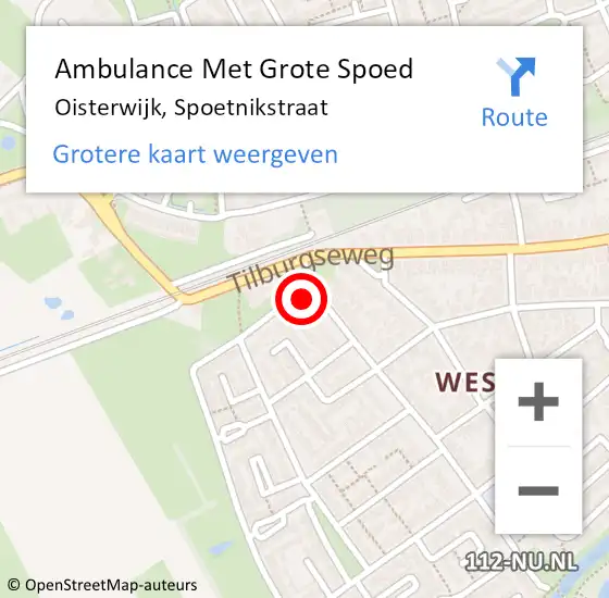 Locatie op kaart van de 112 melding: Ambulance Met Grote Spoed Naar Oisterwijk, Spoetnikstraat op 13 mei 2017 12:35