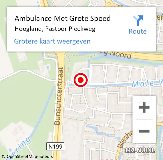 Locatie op kaart van de 112 melding: Ambulance Met Grote Spoed Naar Hoogland, Pastoor Pieckweg op 13 mei 2017 13:27