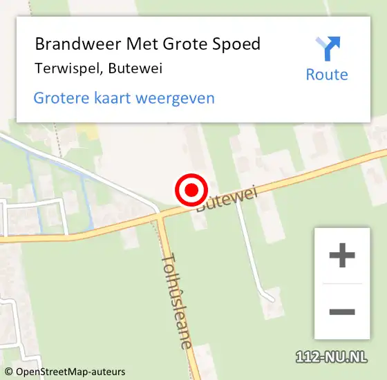 Locatie op kaart van de 112 melding: Brandweer Met Grote Spoed Naar Terwispel, Butewei op 13 mei 2017 15:34