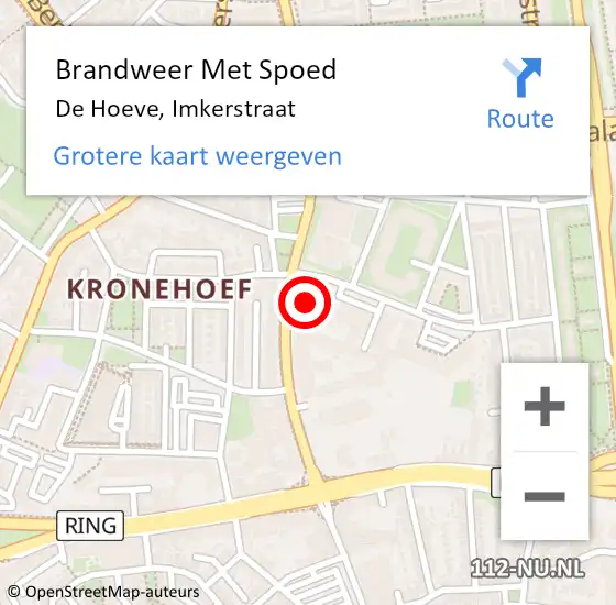 Locatie op kaart van de 112 melding: Brandweer Met Spoed Naar De Hoeve, Imkerstraat op 13 mei 2017 16:15