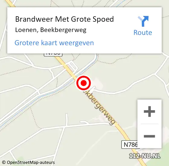 Locatie op kaart van de 112 melding: Brandweer Met Grote Spoed Naar Loenen, Beekbergerweg op 13 mei 2017 16:52
