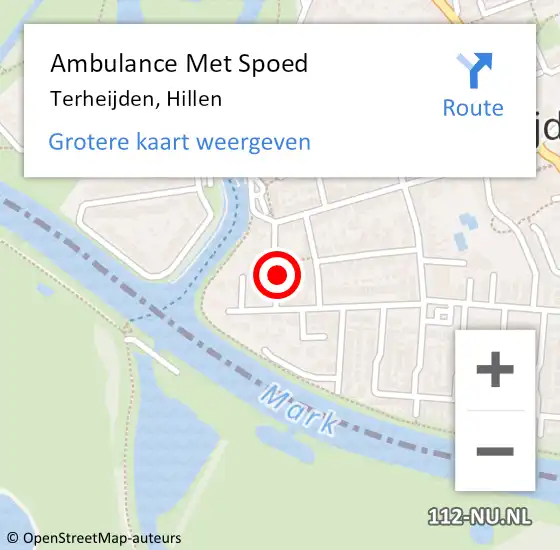 Locatie op kaart van de 112 melding: Ambulance Met Spoed Naar Terheijden, Hillen op 13 mei 2017 17:23
